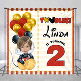 Aperturee - Aperturee Balloon Cute Mouse Custom Photo 2nd Birthday Backdrop